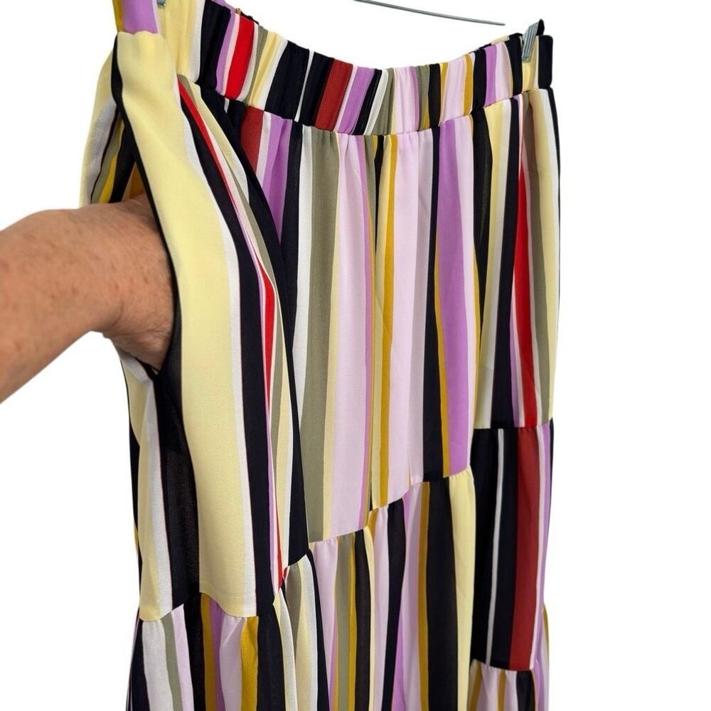 LOFT Striped Tiered Midi Skirt Multicolor Pull-On Flowy Summer Skirt Large NWT‎ - Picture 5 of 12